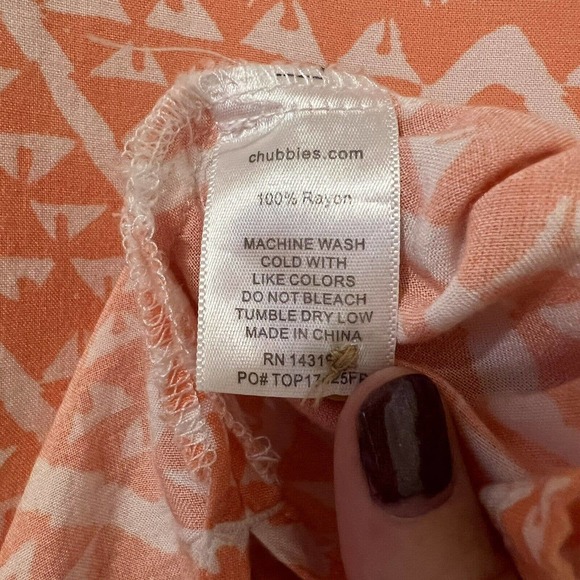 The Nutter by Chubbies Orange & White Patterned Button-Down Shirt - Size Medium - Picture 6 of 6